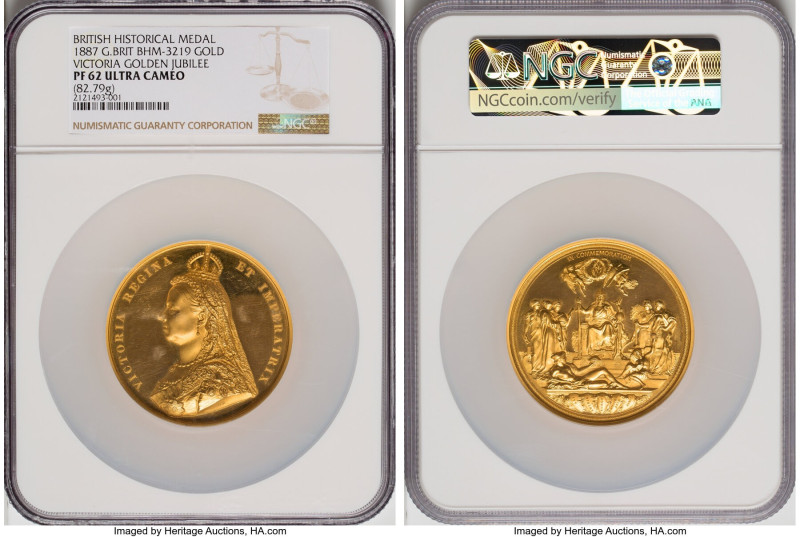 Victoria gold Proof "Golden Jubilee" Medal 1887 PR62 Ultra Cameo NGC, BHM-3219, ...