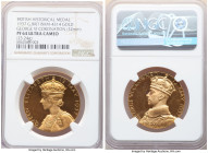 George VI gold Proof "Coronation" Medal 1937 PF64 Ultra Cameo NGC, BHM-4314, Eimer-2046b. 32mm. 23.24gm. By P. Metcalfe. Frosted devices and reflectiv...