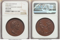 William IV bronze "Native Education Society" Medal 1833 MS63 Brown NGC, Pudd-833.1.1. By W. Wyon. 38mm. Obv. Bare head of Mountstuart Elphinstone righ...