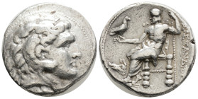 Greek, Kings of Macedon. Babylon. Alexander III "the Great" 336-323 BC. Tetradrachm AR,27,2 mm., 17,4 g.
Head of Herakles right, wearing lion skin he...