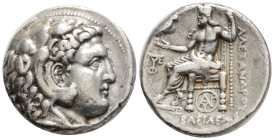 Greek, Kings of Macedon. Babylon. Alexander III "the Great" 336-323 BC. Tetradrachm AR,25,5 mm., 17,8 g.
Head of Herakles right, wearing lion skin he...