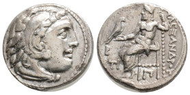 Greek Kings of Macedon. Alexander III "the Great" 336-323 BC. rachm AR, 17,3 mm., 14,2 g.
Head of Herakles right, wearing lion skin / Zeus Aëtophoros...