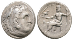 Greek, KINGS OF MACEDON, Alexander III ‘the Great’ (Circa 336-323 BC) AR Drachm (12,5 mm, 4.1g)
Obv: Head of Herakles to right, wearing lion skin hea...