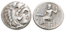 Greek, KINGS OF MACEDON, Alexander III 'the Great' (Circa 336-323 BC). AR Drachm. (16,2 mm, 4,2 g)
Head of Herakles to right, wearing lion skin headd...