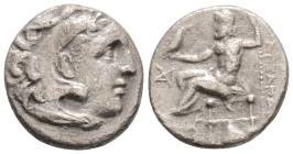 KINGS OF MACEDON. Alexander III 'the Great' (336-323 BC). Drachm. 3,64 g. 17,1 mm.
Obv: Head of Herakles right, wearing lion skin. Rev: AΛΕΞΑΝΔΡΟΥ.
...