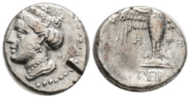 PONTOS. Amisos (as Peiraieos). Siglos (Late 5th-4th centuries BC). 18,1 mm. 5,49 g.
Obv: Head of Hera left, wearing stephane.
Rev: Eagle standing fa...