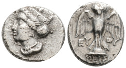 PONTOS. Amisos (as Peiraieos). Siglos (Late 5th-4th centuries BC). 19,1 mm. 5,58 g.
Obv: Head of Hera left, wearing stephane.
Rev: Eagle standing fa...