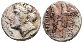 Greek
Paphlagonia. Sinope circa 410-350 BC. Drachm AR 18,4 mm., 4,87 g.
Head of nymph left / ΣΙΝΩ, eagle on dolphin left.