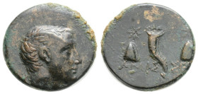 Greek
PONTOS, Amisos, Time of Mithradates VI Eupator (Circa 125-95 BC) AE Bronze (17,7 mm, 4.22 g)
Obv: Draped and winged bust of Perseus to right....