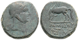 Greek, PONTOS, Amisos, Time of Mithradates VI Eupator (Circa 120-63 BC) AE Bronze (23.4mm, 13,2g)
Obv: Head of Perseus right, wearing Phrygian cap.
...