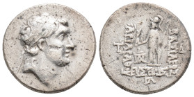 Greek, Kings of Cappadocia, Ariarathes V AR Drachm.Kings of Cappadocia, Ariarathes V AR Drachm. Circa 163-130 BC. Diademed head right / Athena Nikepho...