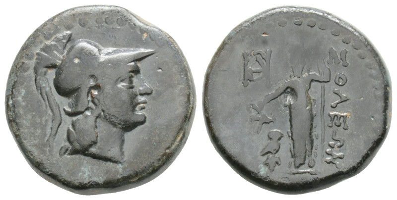 Greek, CILICIA. Soloi-Pompeiopolis. Ae (2nd-1st centuries BC).
Obv: Helmeted he...