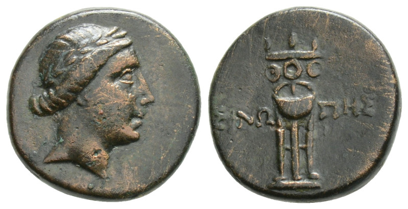 Greek Coins, PAPHLAGONIA. Sinope. Ae (Circa 120-63 BC). 2,7 g. 15 mm.
Obv: Bust...