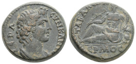 Roman Provincial Coins LYDIA. Saitta. Pseudo-autonomous. Time of Domitian (81-96). Ae. Attalianos, archon. 8,3 g. 20,3 mm.
Obv: IЄPA CVNKΛHTOC. Drape...