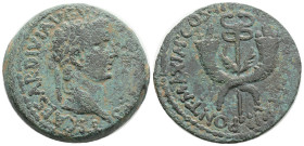 SYRIA, Commagene. Tiberius. A.D. 14-37. Æ 13,3 g. 25,2 mm. dupondius A.D. 19/20. TI CAESAR DIVI AVGVST F AVGVSTVS, laureate head of Tiberius right / [...