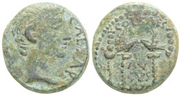 PISIDIA. Antioch. Augustus (27 BC-14 AD). 8,9 g. 21,5 mm. Ae.
Obv: CAESAR. Bare head right.
Rev: COL CAES AVGVSTVS. Two legionary eagles between two...