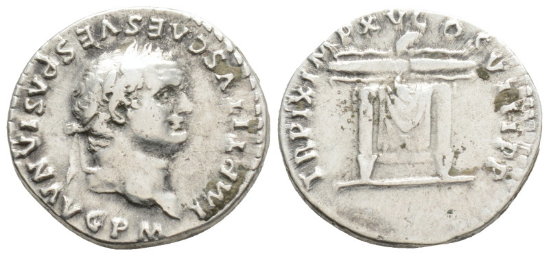 Roman Imperial
Titus (79-81 AD) Rome. AR Denarius (18.1mm, 3.3g)
Obv: IMP TITV...