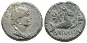 CILICIA, Augusta. Julia Augusta (Livia). Augusta, AD 14-29. Æ (16,5 mm, 4,6 g ). Struck after AD 20. Draped bust right / Capricorn left, holding globe...