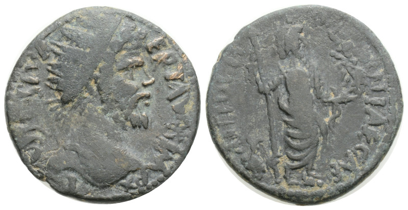 Septimius Severus (193-211). Pisidia, Antiochia. Æ Laureate head r. R/ Mên stand...