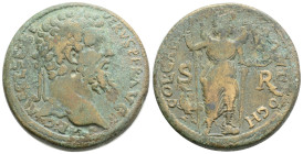 Roman Provincial
Pisidia. Antioch. Septimius Severus AD 193-211. Bronze Æ
32 mm., 25,6g. Laureate head of Septimius Severus to right / COL CAES ANTI...
