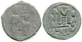 Byzantine
Justin II and Sophia AD 565-578. Regnal Year 9=AD 573/4. Nikomedia. Follis Æ, 9,7 g. 28,5 mm.