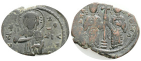 Byzantine Constantine X Ducas and Eudocia (1059-1067 AD) Constantinople AE Follis (28.8 mm, 6,9 g)
Obv: + EMMA-NOVHΛ - Christ standing facing on foot...
