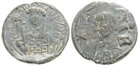 Anonymous Æ 40 Nummi. Time of Romanus IV. Constantinople, circa AD 1068-1071. Bust of Christ facing, right hand raised in benediction, scroll in left;...