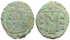 Byzantine, Leo III the "Isaurian" with Constantine V (717-741 AD) Constantinople
AE Follis (24.5 mm, 5.4 g)
Obv: LEOn S COnST, the busts of Leo, wit...