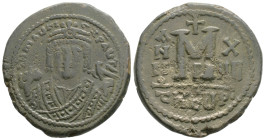Maurice Tiberius (582 - 602 AD) Theoupolis AE Follis (29,1 mm, 11,5 g)
Obv: DN MAVGI CN P AVT, Crowned bust of Maurice facing wearing consular robes,...