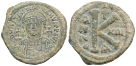 Byzantine Coins, JUSTINIAN I (527-565). Half follis. Kyzikos. 16,85 g. 30 mm.