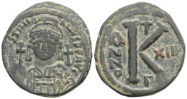 Byzantine Coins, JUSTINIAN I (527-565). Half follis. Kyzikos. 11,3 g. 30,5 mm.