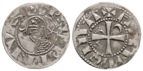 Medieval
Crusader States, Antioch (Principality), Bohémond IV (1201-1216 AD) AR Denier (0.88 mm, 18,3 g.)
Obv: BOΛIIVIIDVS (sic), bust to left, wear...
