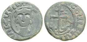 Medieval, Armenia, Cilician Armenia, Royal, Hetoum II ,(1289-1293 AD, 1295-1296, and 1301-1305)
AE Bronze (20,9 mm, 3,8 g)
Obv: Crowned facing head ...