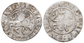 Medieval, Armenia, Cilician Armenia, Levon III (1301-1307 AD) AR Tavorkin (20.6 mm, 2.2g)
Obv: Levon on horseback advancing right
Rev: Crowned lion ...