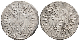 Medieval
ARMENIA, Royal. Hetoum I, (1226-1270 AD)
AR Tram (22,2 mm 2.7 g)
Obv: Zabel and Hetoum standing facing, holding between them long cross wi...