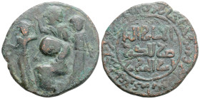 Islamic Coins, Artuqid of Mardin, Husam al-din Yuluq Arslan, Æ, 12,6 g. 27 mm. dirham, no mint, 589h, wt. 12.25gms. (SS 35.1; W.1208),
