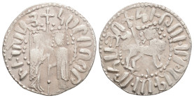 Medieval
ARMENIA, Royal. Hetoum I, (1226-1270 AD) AR Tram (20,8 mm 3 g)
Obv: Zabel and Hetoum standing facing, holding between them long cross with ...