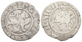 Medieval
Armenia, Cilician Armenia, Levon III (1301-1307 AD) AR Tavorkin (20.4mm, 2.2g)
Obv: Levon on horseback advancing right
Rev: Crowned lion a...