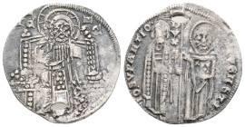 Medieval
ITALY, Venice, Giovanni Soranzo (1312-1328 AD). Grosso (21.2mm, 2.1g)
Obv: IO SVPANTIO / DVX / S M VЄNЄTI. Doge and St. Mark standing facin...