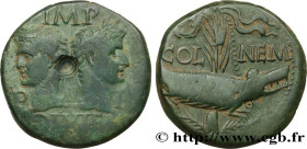 NEMAUSUS - NIMES - AUGUSTUS and AGRIPPA
Type : Dupondius COL NEM (as) 
Date : c. 10-14 AD. 
Mint name / Town : Nîmes (30) 
Metal : bronze 
Diameter : ...