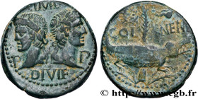 NEMAUSUS - NIMES - AUGUSTUS and AGRIPPA
Type : Dupondius 
Date : c. 10-14 AD. 
Mint name / Town : Nîmes, Gaule 
Metal : bronze 
Diameter : 27  mm
Orie...