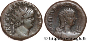 NERO and POPPAEA
Type : Tétradrachme 
Date : an 11 
Mint name / Town : Alexandrie, Égypte 
Metal : billon 
Millesimal fineness : 150  ‰
Diameter : 23 ...