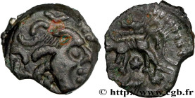 GALLIA - CARNUTES (Beauce area)
Type : Bronze au loup, tête à droite 
Date : c. 60-40 AC. 
Mint name / Town : Chartres (28) 
Metal : bronze 
Diameter ...