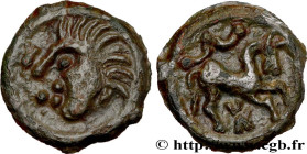 GALLIA BELGICA - SUESSIONES (Area of Soissons)
Type : Potin au cheval à droite 
Date : Ier siècle avant J.-C. 
Metal : potin 
Diameter : 18,5  mm
Orie...