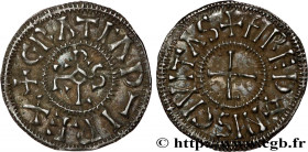 CHARLES II LE CHAUVE / THE BALD
Type : Denier 
Date : c. 864-875 
Date : n.d. 
Mint name / Town : Rennes 
Metal : silver 
Diameter : 20,5  mm
Orientat...