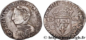CHARLES IX
Type : Teston, 2e type 
Date : (MDLXIII) 
Date : 1564 
Mint name / Town : La Rochelle 
Metal : silver 
Millesimal fineness : 898  ‰
Diamete...