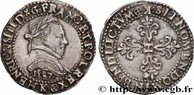 HENRY III
Type : Demi-franc au col plat 
Date : 1587 
Mint name / Town : Bordeaux 
Quantity minted : 126684 
Metal : silver 
Millesimal fineness : 833...
