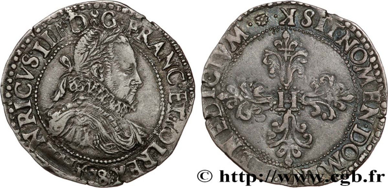 HENRY III
Type : Demi-franc au col fraisé 
Date : 1578 
Mint name / Town : Borde...