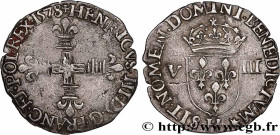 HENRY III
Type : Huitième d'écu, croix de face 
Date : 1578 
Mint name / Town : La Rochelle 
Quantity minted : 18456 
Metal : silver 
Millesimal finen...