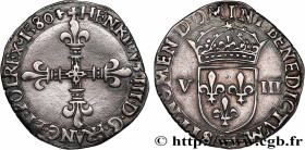 HENRY III
Type : Huitième d'écu, croix de face 
Date : 1580 
Mint name / Town : La Rochelle 
Quantity minted : 34605 
Metal : silver 
Millesimal finen...